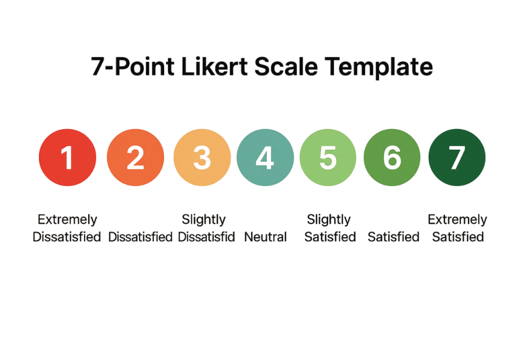 Template of a 7-point Likert scale, designed for evaluating responses.