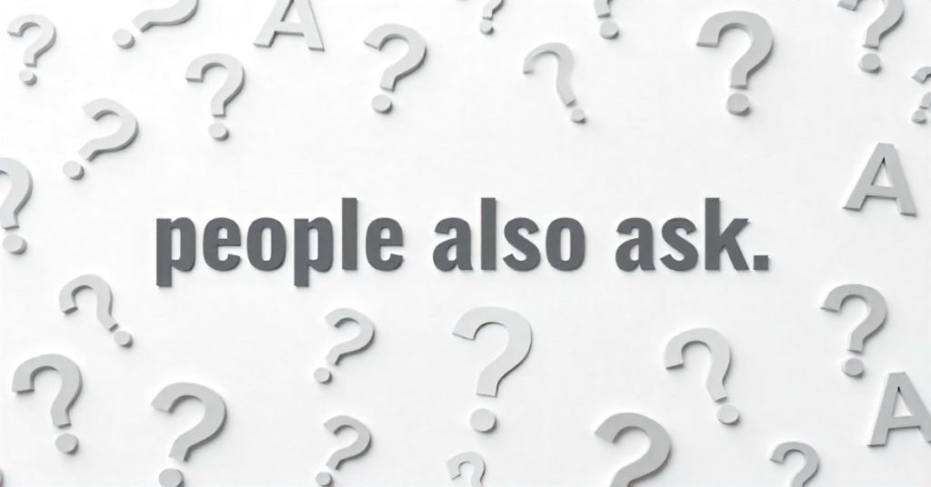 3D illustration of a concept titled 'People Also Ask' related to MCQs (Multiple-Choice Questions).