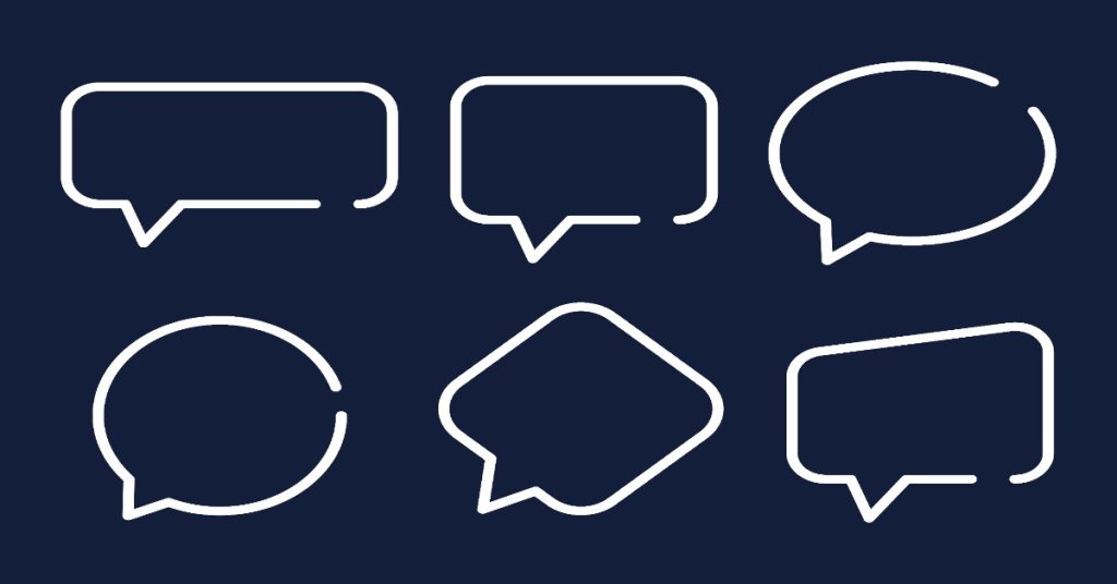 Blue background featuring speech bubbles icons, symbolizing communication on sample completion rates.