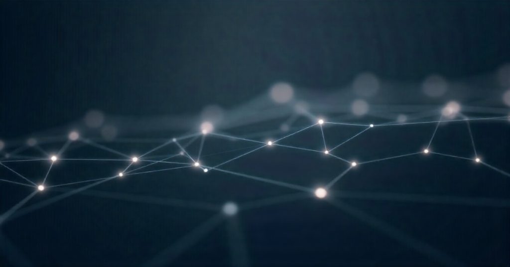 A network of dots and lines on a dark background, illustrating the concept of snowball sampling in research methodology.