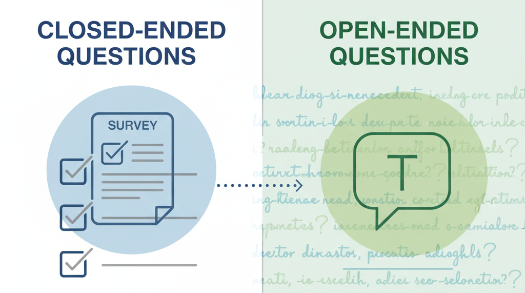 Diagram showing distinction between closed and open-ended questions.