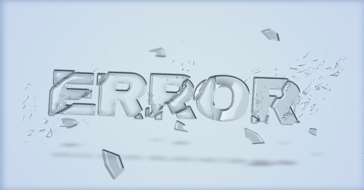 Visual of error text with a broken glass on, representing elimination of survey errors.