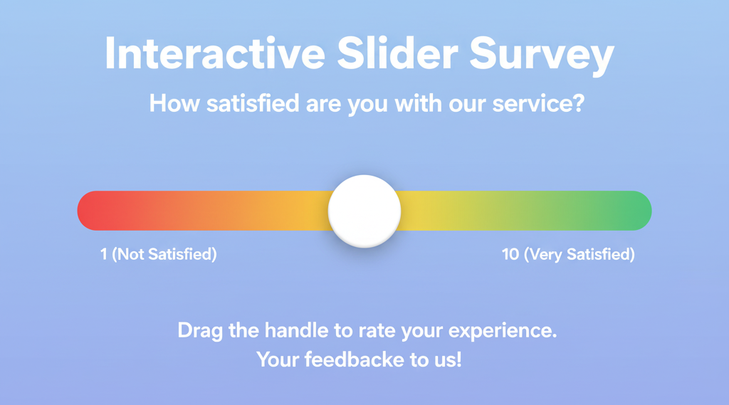 Infographic of a slider survey question, illustrating interactive scale for higher completion rates and reduced respondent fatigue.